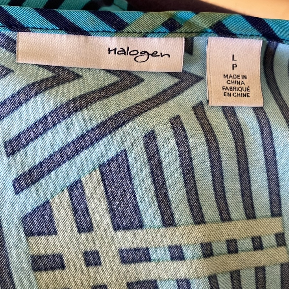 Halogen Navy, dress size LP Geometric Abstract lines in teal and moss green - Picture 5 of 6